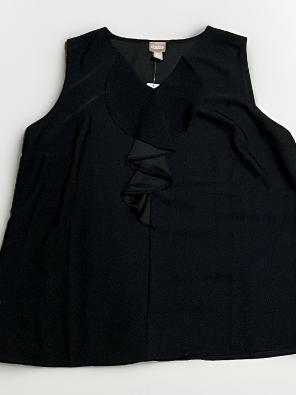 NWT Chico's Black Ruffle Tank Top Size 2 (12/14/L)